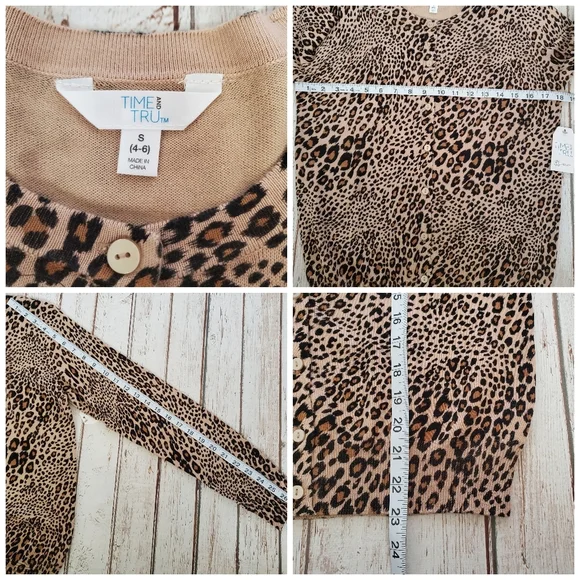 NWT Time and Tru Leopard Print Cardigan Women's XL Longsleeve Button Up - Picture 5 of 7